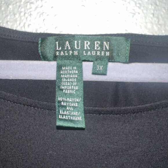 Lauren Ralph Lauren Plus Size Dolman Sleeve Metallic Knit tonic 3X, Black - Picture 2 of 8